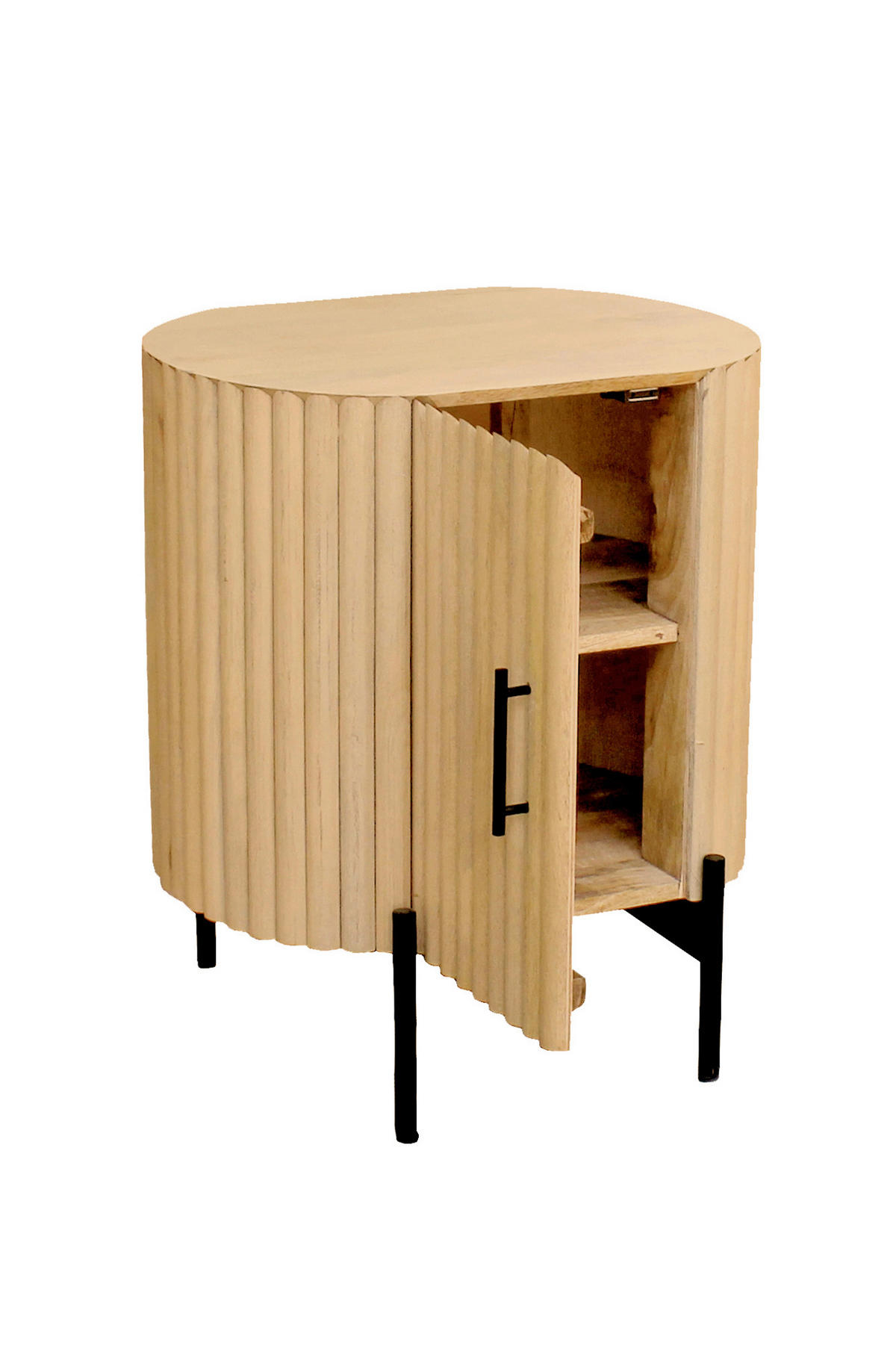 NACHTSCHRANK 50/60/40 cm Mangoholz massiv  - Schwarz/Naturfarben, Basics, Holz/Metall (50/60/40cm) - Livetastic