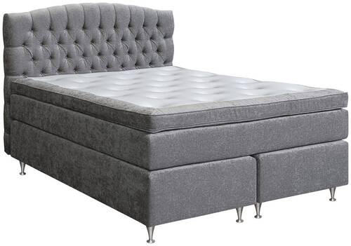 KONTINENTALSÄNG 180/200 cm  i grå  - aluminiumfärgad/grå, Klassisk, metall/trä (180/200cm) - Cassando