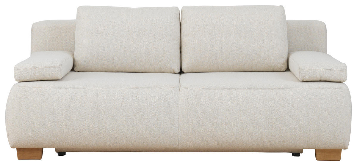 BOXSPRING SOFA bela  - bela/prirodna boja, Dizajnerski, tekstil/drvo (205/93/108cm) - Novel