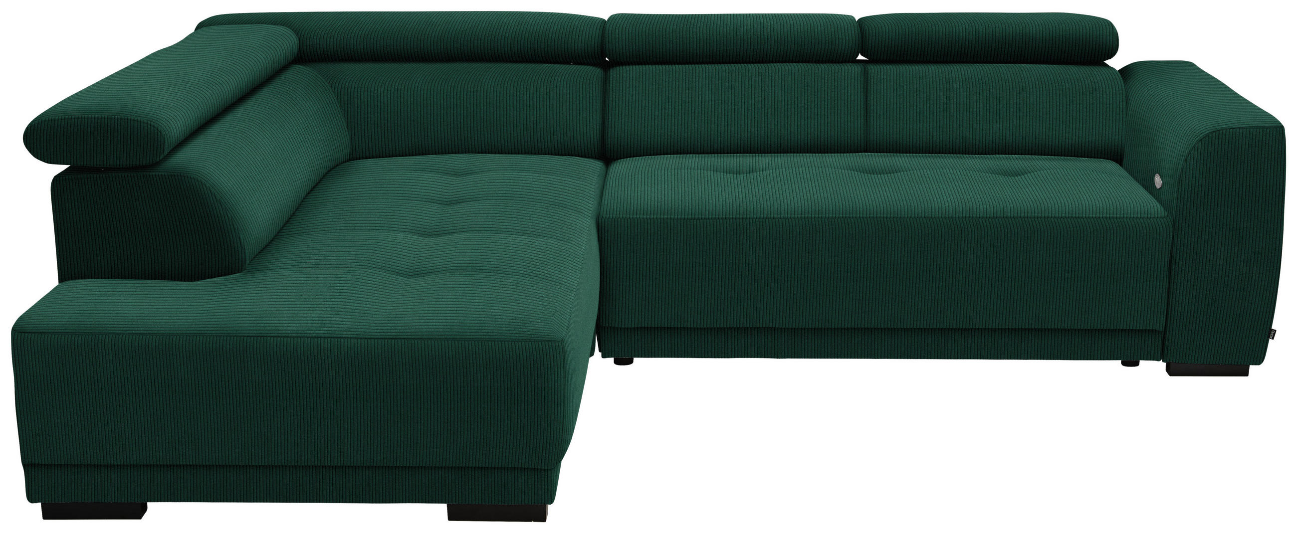 ECKSOFA in Feincord Waldgrün  - Waldgrün/Schwarz, Design, Kunststoff/Textil (205/284cm) - Xora
