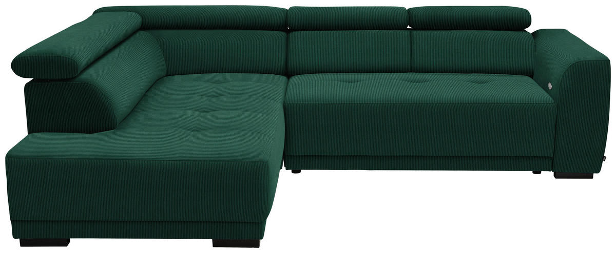 ECKSOFA in Feincord Waldgrün  - Waldgrün/Schwarz, Design, Kunststoff/Textil (205/284cm) - Xora