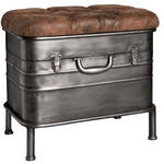 SITZBANK 51/48/34 cm  in Anthrazit, Braun  - Anthrazit/Braun, Design, Textil/Metall (51/48/34cm) - Carryhome