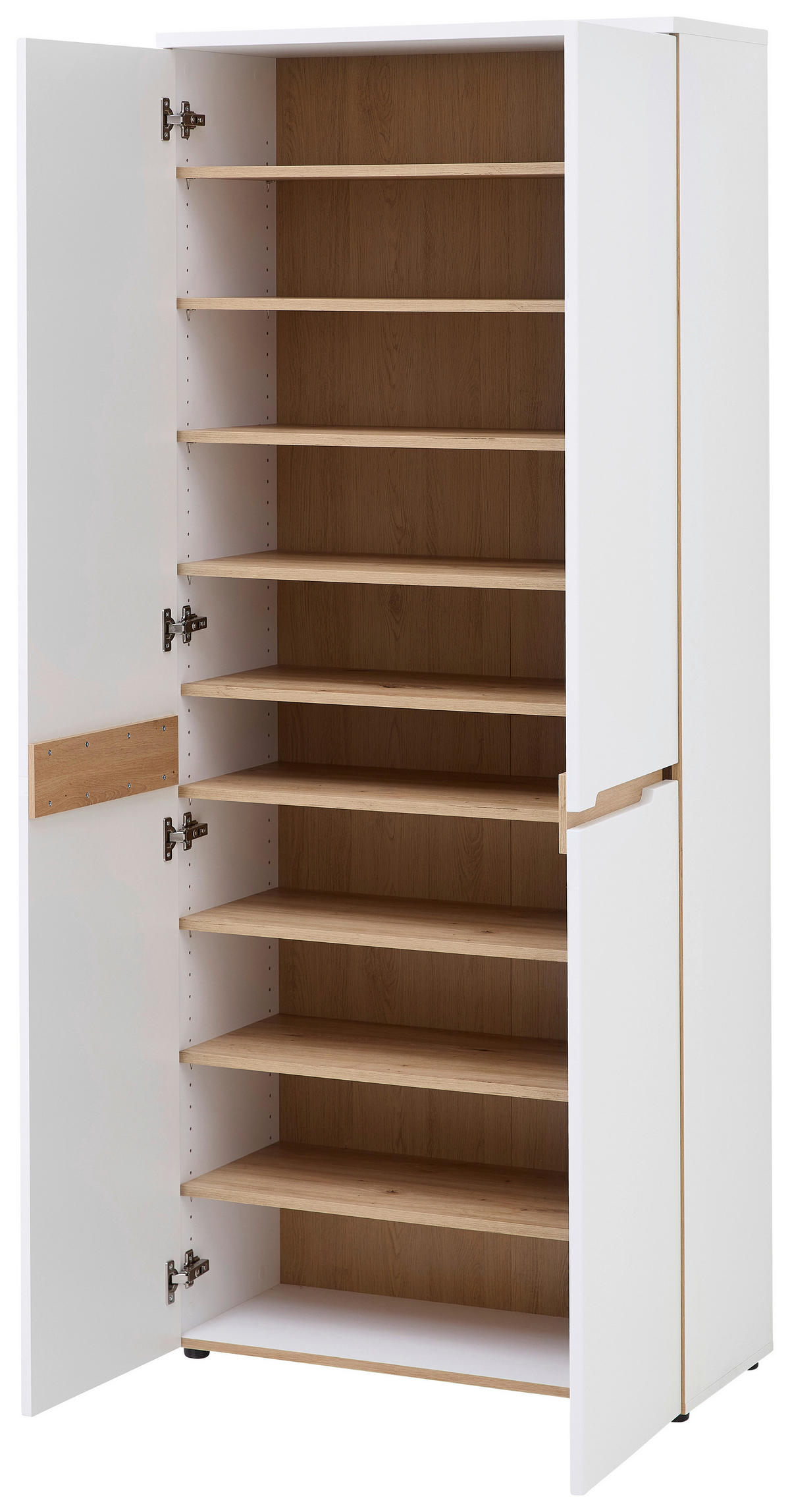 OMARA ZA ČEVLJE bela, hrast artisan - črna/bela, Design, umetna masa/leseni material (80/192/38cm) - Voleo