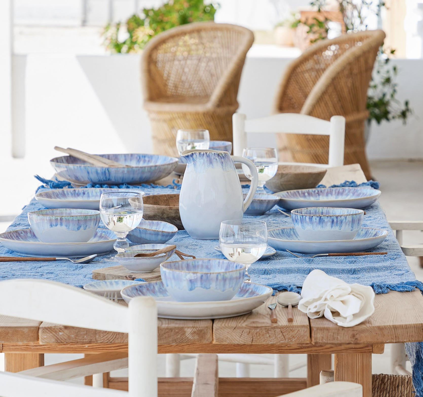KOMBISERVICE Pastellblau, Weiß Hochglanz BRISA 30-teilig 6 Personen  - Pastellblau/Weiß Hochglanz, Basics, Keramik - Costa Nova
