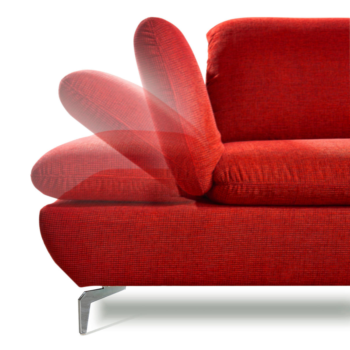 ECKSOFA in Echtleder Rot  - Silberfarben/Rot, Design, Leder/Metall (315/200cm) - Chilliano