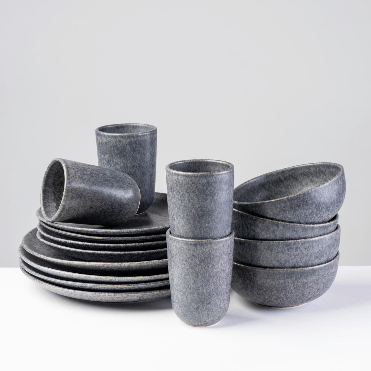 KOMBISERVICE MOOS´N´STEIN 16-teilig  - Grau, Basics, Keramik - Gipfelstück