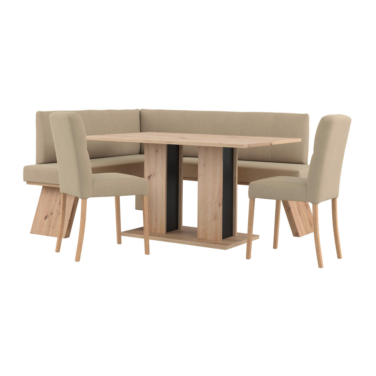 ECKBANK 150/185 cm Webstoff Beige   - Eichefarben/Beige, KONVENTIONELL, Textil (150/185cm) - Livetastic