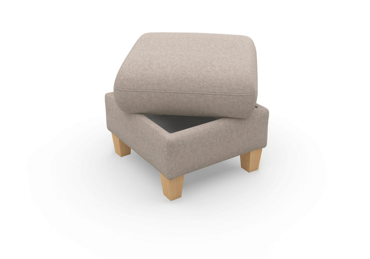 HOCKER in Textil Taupe  - Taupe/Eichefarben, KONVENTIONELL, Holz/Textil (58/48/58cm) - Sit & More