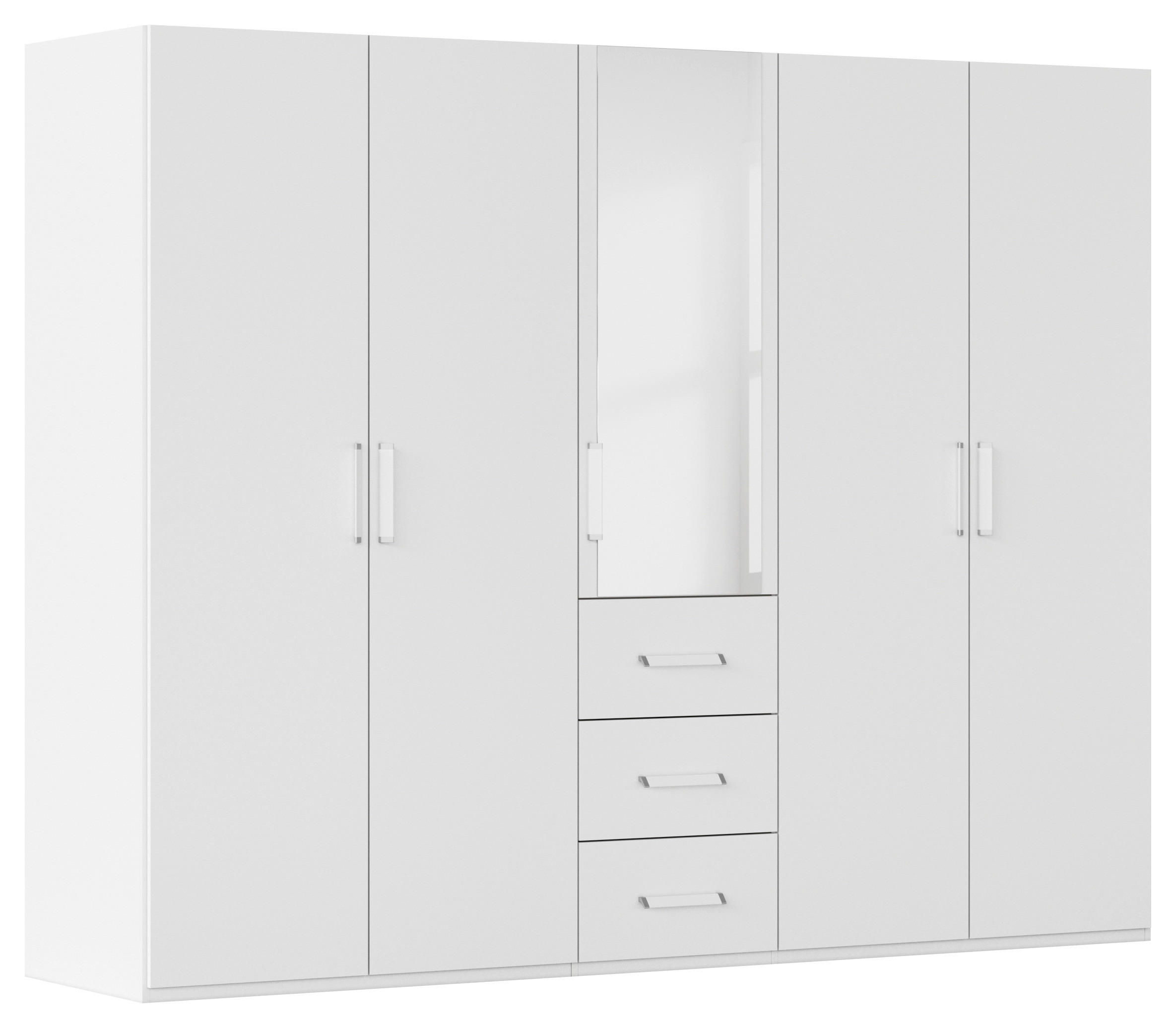 DREHTÜRENSCHRANK 251/197/60 cm,  in Weiß, 5 Tür(en)  - Weiß, Design, Glas/Holzwerkstoff (251/197/60cm) - Novel
