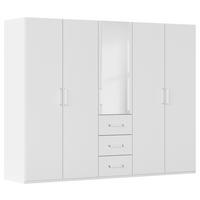 DREHTÜRENSCHRANK 251/197/60 cm,  in Weiß, 5 Tür(en)  - Weiß, Design, Glas/Holzwerkstoff (251/197/60cm) - Novel