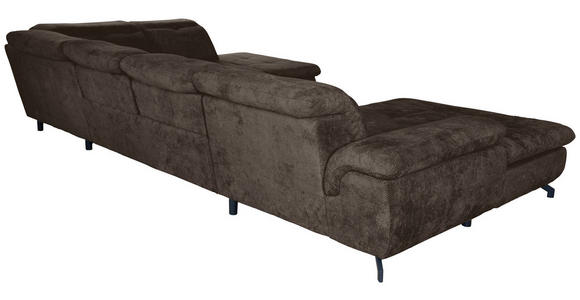 WOHNLANDSCHAFT in Struktur Mokka  - Schwarz/Mokka, KONVENTIONELL, Textil/Metall (188/357/253cm) - Carryhome