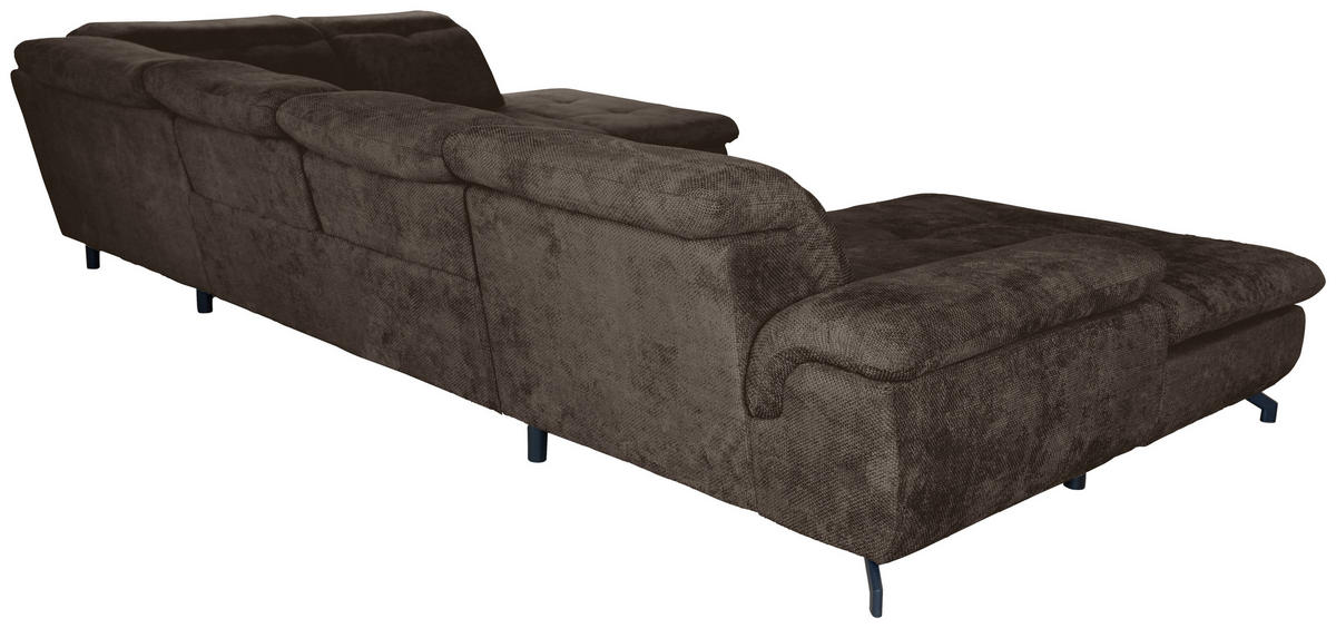 WOHNLANDSCHAFT in Struktur Mokka  - Schwarz/Mokka, KONVENTIONELL, Textil/Metall (188/357/253cm) - Carryhome