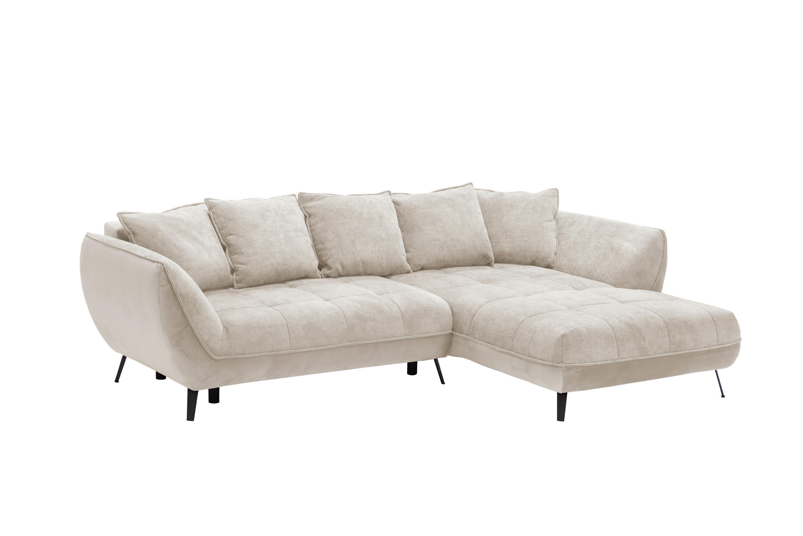 ECKSOFA in Struktur Beige, Sandfarben  - Sandfarben/Beige, Design, Textil/Metall (282/187cm) - Livetastic