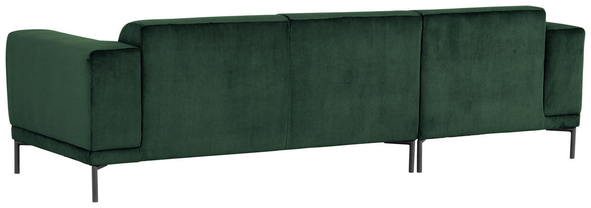 ECKSOFA ERNO in Cord Grün  262/183 cm  - Schwarz/Grün, Design, Textil/Metall (262/183cm) - MID.YOU