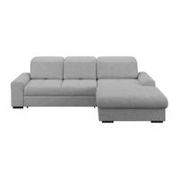 ECKSOFA Grau Chenille Rücken echt, Kopfteilverstellung  - Schwarz/Grau, KONVENTIONELL, Holz/Textil (286/203cm) - MID.YOU