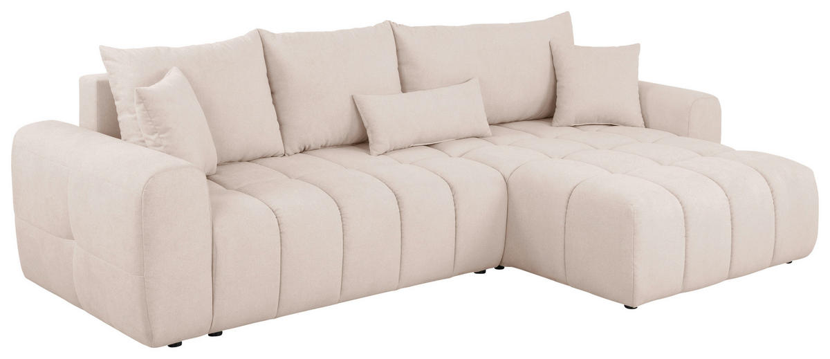 ECKSOFA in Velours Creme  - Creme/Schwarz, Konventionell, Kunststoff/Textil (298/168cm) - Carryhome