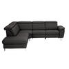 ECKSOFA in Echtleder Dunkelbraun  239/271 cm  - Dunkelbraun/Alufarben, Design, Leder/Metall (239/271cm) - Cantus