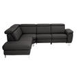 ECKSOFA in Echtleder Dunkelbraun  - Dunkelbraun/Alufarben, Design, Leder/Metall (242/271cm) - Cantus