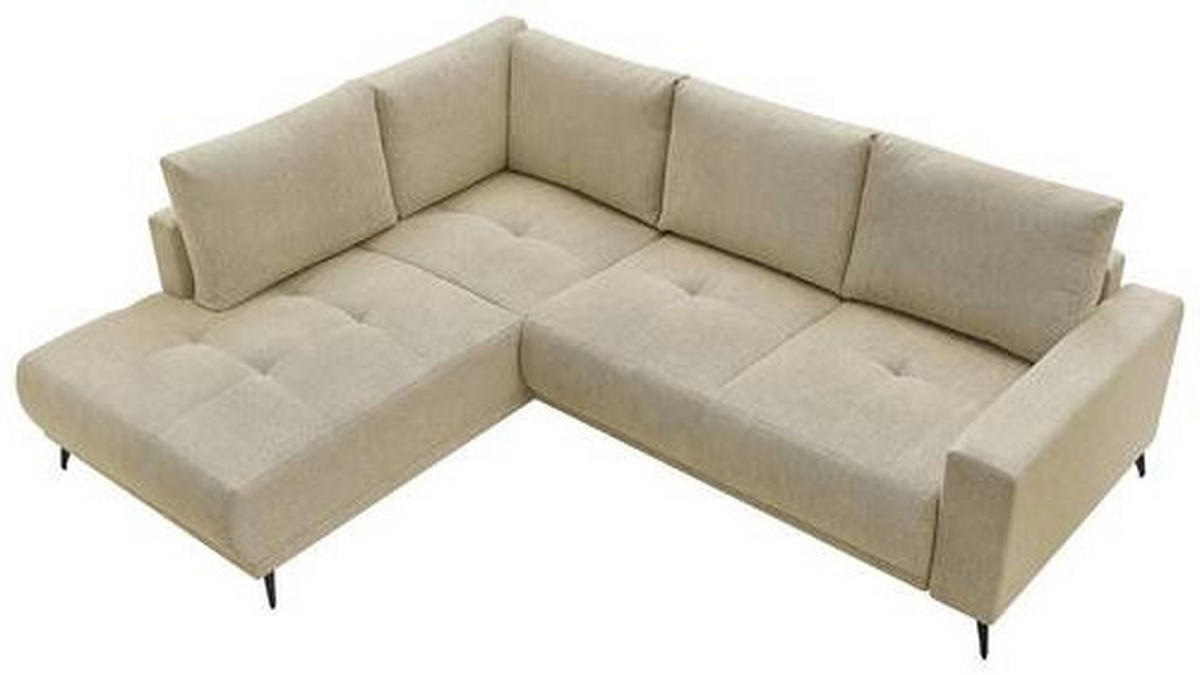 ECKSOFA RAFAEL Hellbraun Struktur Rückenkissen, Bettkasten  - Hellbraun/Schwarz, Design, Textil/Metall (218/269cm) - P & B