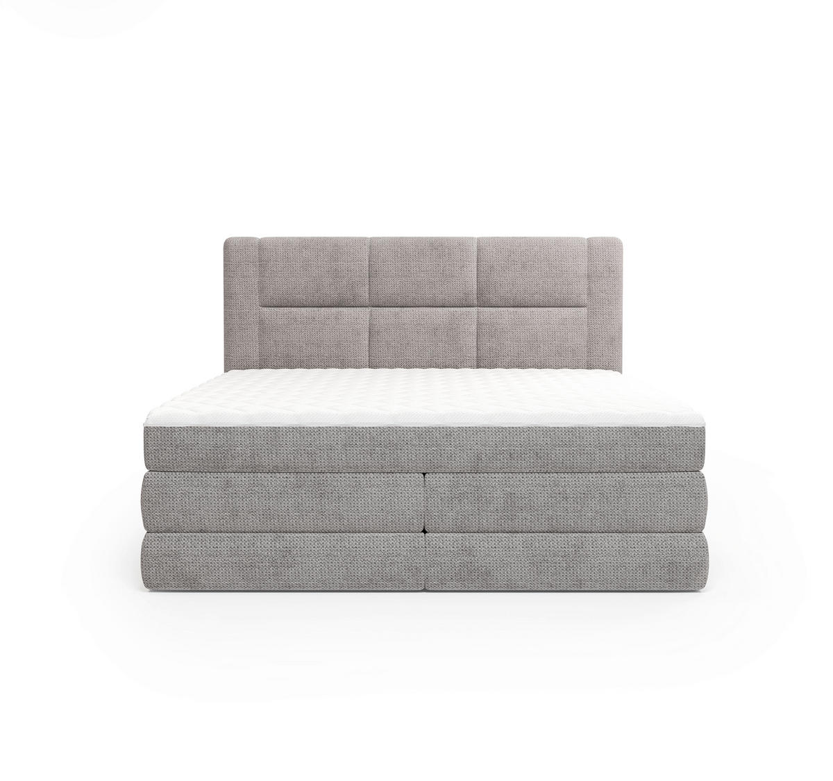 BOXSPRINGBETT 180/200 cm,  in Taupe, gepolstertes Kopfteil, Bettkasten, Topper, Wendematratze mit unterschiedlichen Härtegraden, H2 + H3 = mittel + fest  - Taupe/Schwarz, Design, Kunststoff/Textil (180/200cm) - Esposa