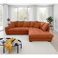 ECKSOFA Dunkelorange Cord Rückenkissen, Armlehnenkissen, Bettkasten, Schlaffunktion, Rücken echt, Liegefläche im Originalstoff  - Dunkelorange/Schwarz, KONVENTIONELL, Kunststoff/Textil (304/212cm) - Carryhome