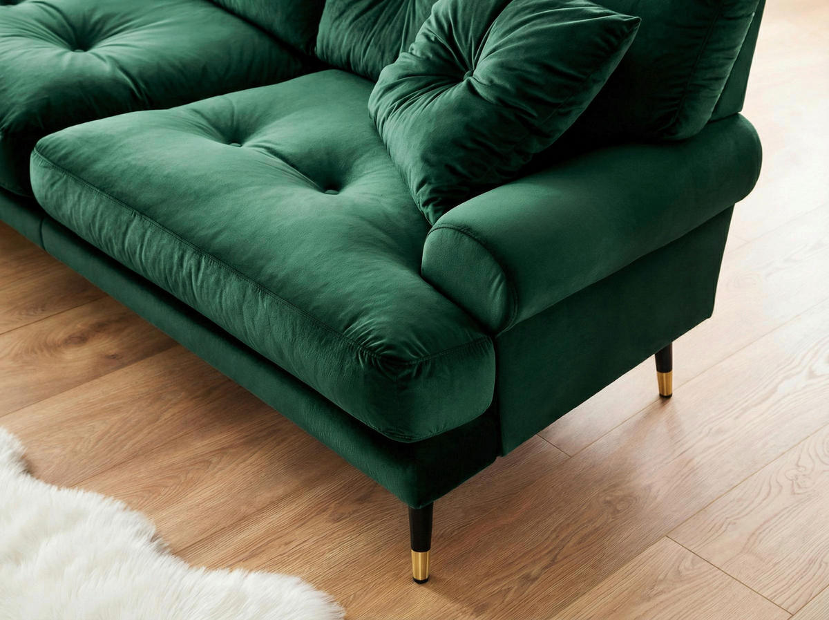 ECKSOFA Eckteil  TOKIO-REC.2S Grün Samt  - Grün, MODERN, Holz/Textil (275/157cm) - MID.YOU