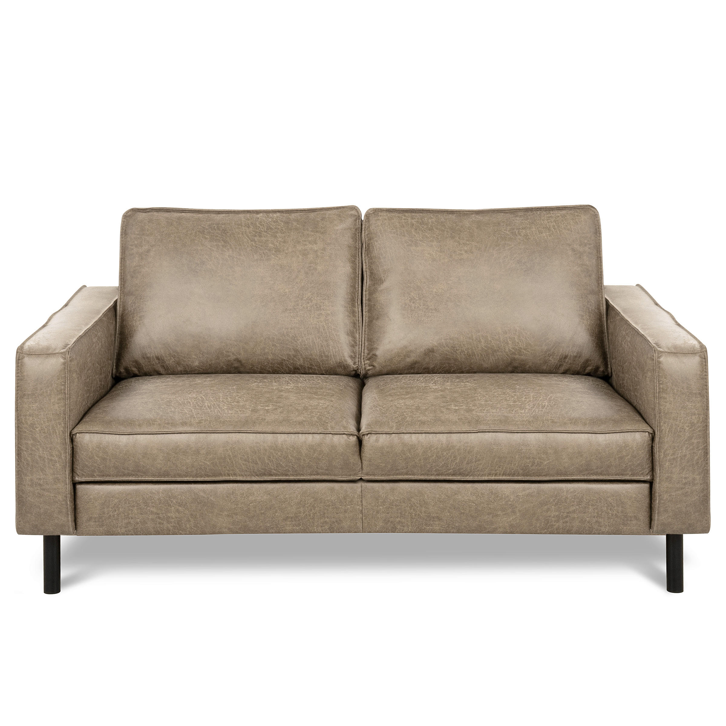 2-SITZER-SOFA  in Lederlook Echtleder Hellgrau Modern  - Hellgrau, Design, Leder/Textil (148/85/92cm) - Livetastic