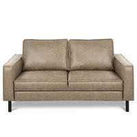 2-SITZER-SOFA  in Lederlook Echtleder Hellgrau Modern  - Hellgrau, Design, Leder/Textil (148/85/92cm) - Livetastic