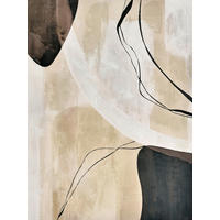 ÖLGEMÄLDE Abstraktes Schwarz, Beige 90/120 cm  - Beige/Schwarz, Design, Holz/Textil (90/120cm) - Monee