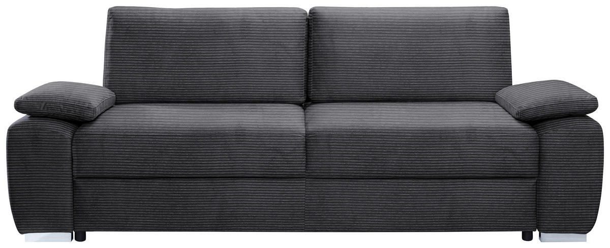 SCHLAFSOFA in Cord Anthrazit, Dunkelgrau  - Chromfarben/Dunkelgrau, Design, Holzwerkstoff/Kunststoff (258/100/148cm) - Stylife