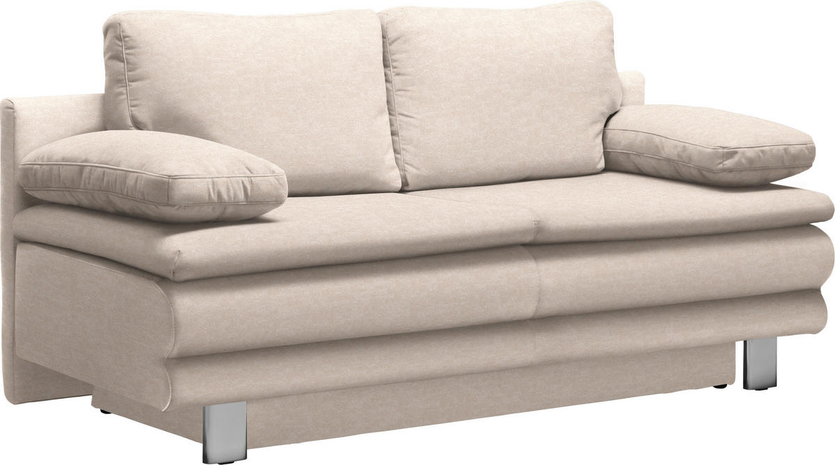 SCHLAFSOFA in Flachgewebe Sandfarben  - Sandfarben/Chromfarben, Design, Textil/Metall (194/96/86cm) - Novel