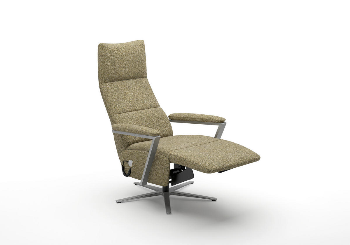 RELAXSESSEL TV VARIO COMFORT E M2 Chenille Kopfteilverstellung, Rücken echt    - Silberfarben/Olivgrün, Basics, Textil/Metall (70/126/85cm) - Sit & More