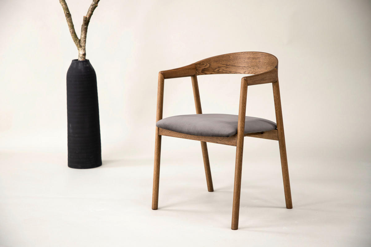 STOLSET 2 styck sammet  - brun/grå, Design, trä/textil (53/76,5/56cm) - Livetastic