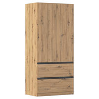 DREHTÜRENSCHRANK in Eiche Artisan  - Eiche Artisan/Grau, Modern, Holzwerkstoff (91/197/54cm) - Rauch Möbel