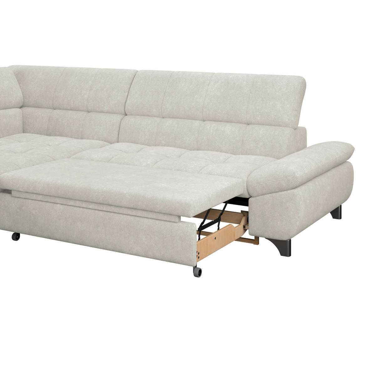 ECKSOFA Creme Chenille  - Chromfarben/Creme, KONVENTIONELL, Textil/Metall (234/312cm) - Livetastic