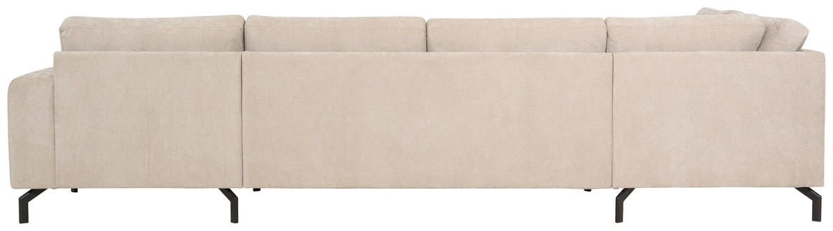 SOFFA i flatväv cappuccino  - cappuccino/svart, Klassisk, metall/trä (338/83/198cm) - Best Price