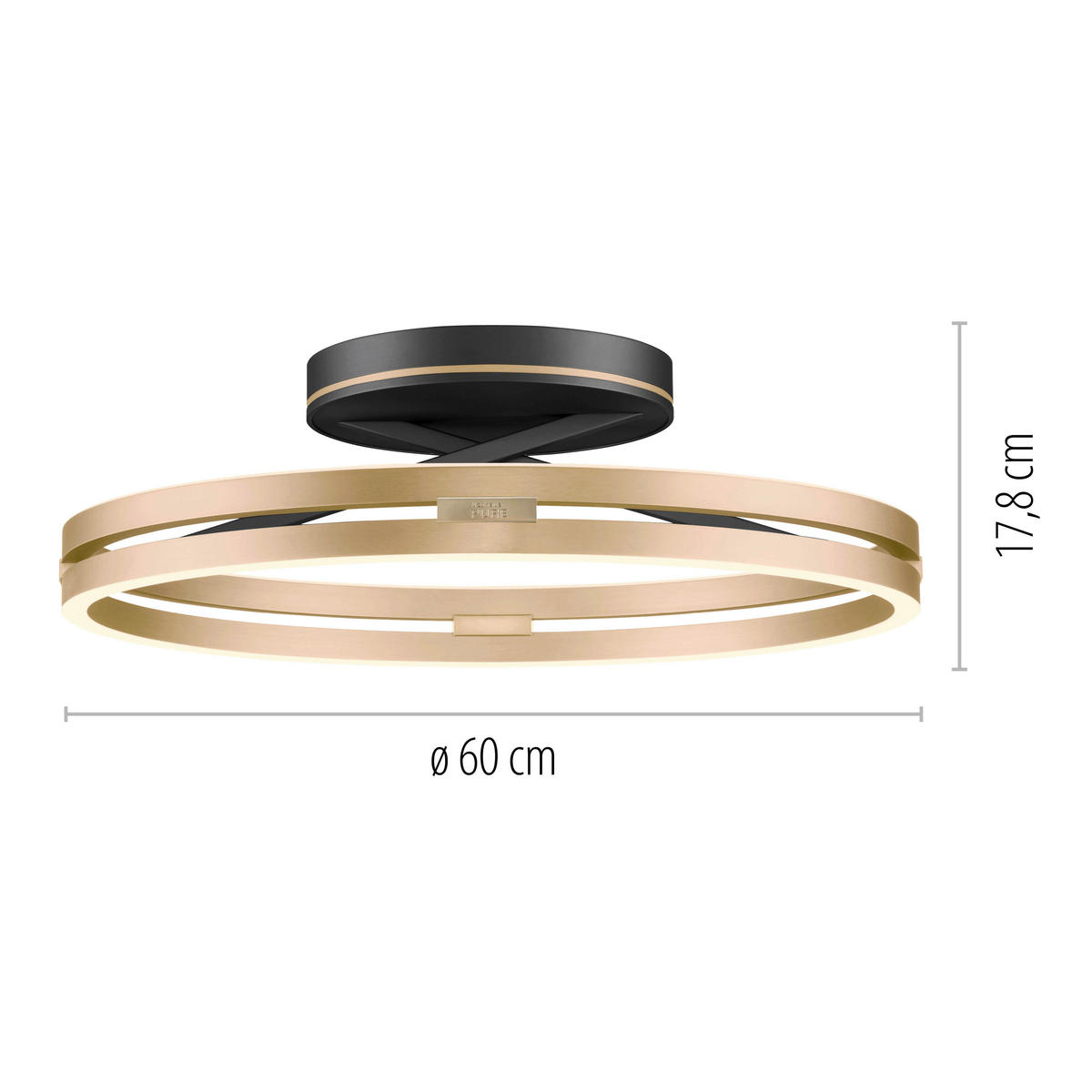 LED-DECKENLEUCHTE 60/60/17.8 cm  - Messingfarben/Schwarz, Design, Kunststoff/Metall (60/60/17.8cm) - Neuhaus PURE