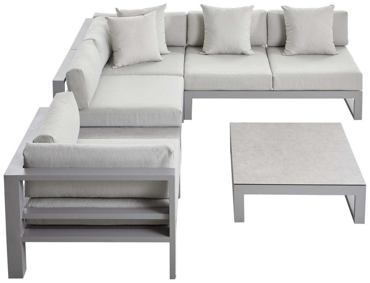 LOUNGESOFA 140/60/90 cm Aluminium  - Hellgrau/Grau, Design, Textil/Metall (140/60/90cm) - Amatio