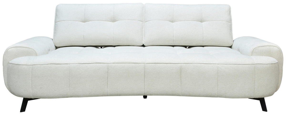 2-SITZER-SOFA Chenille Creme  - Creme/Schwarz, Design, Kunststoff/Textil (230/84/104/111/122cm) - Livetastic