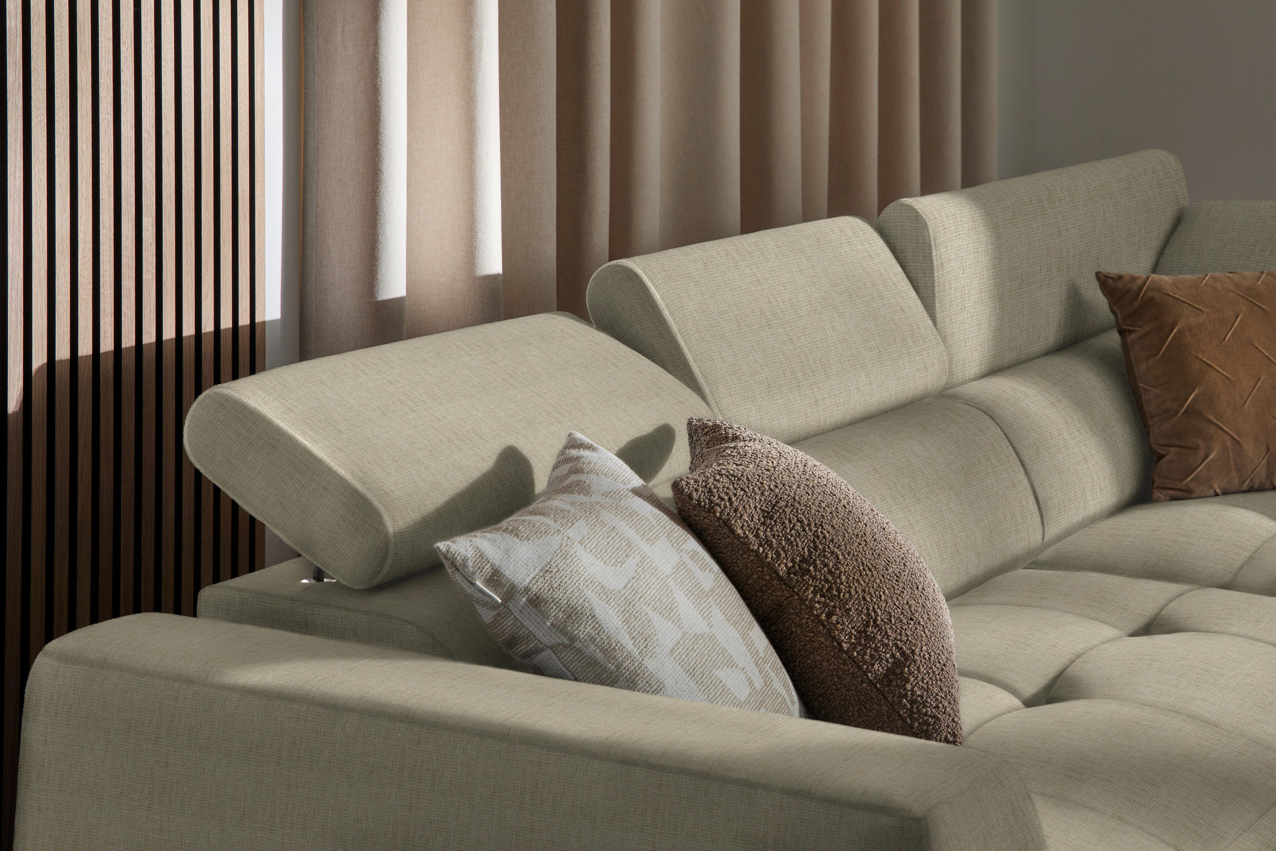 ECKSOFA in Chenille Beige  284/205 cm  - Beige/Schwarz, Design, Kunststoff/Textil (284/205cm) - Xora