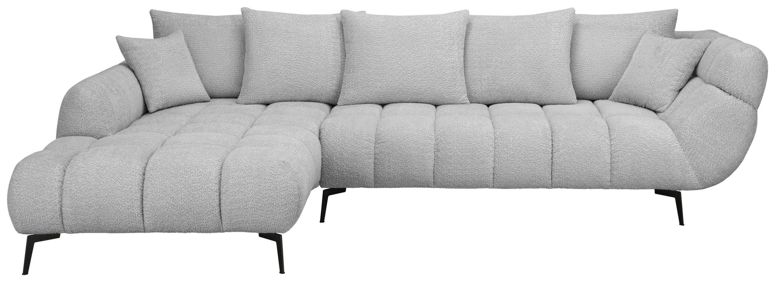 ECKSOFA Silberfarben Bouclé Zierkissen, Rückenkissen, Rücken echt  - Silberfarben/Schwarz, MODERN, Textil/Metall (217/318cm) - Carryhome