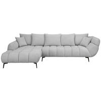 ECKSOFA Silberfarben Bouclé Zierkissen, Rückenkissen, Rücken echt  - Silberfarben/Schwarz, MODERN, Textil/Metall (217/318cm) - Carryhome