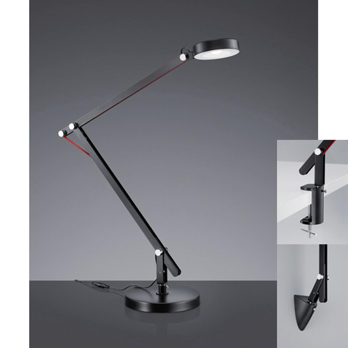 SCHREIBTISCHLEUCHTE Amsterdam   - Schwarz, Design, Metall (18cm) - Trio Leuchten