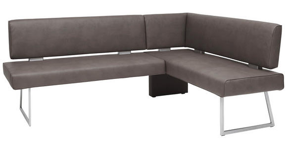 ECKBANK 208/137 cm  in Braun, Edelstahlfarben  - Edelstahlfarben/Braun, Design, Textil/Metall (208/137cm) - Dieter Knoll