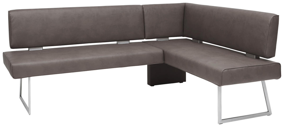 ECKBANK 185/160 cm  in Braun, Edelstahlfarben  - Edelstahlfarben/Braun, Design, Textil/Metall (185/160cm) - Dieter Knoll