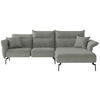 ECKSOFA in Flachgewebe Grau  - Edelstahlfarben/Grau, Design, Textil/Metall (265/185cm) - Livetastic