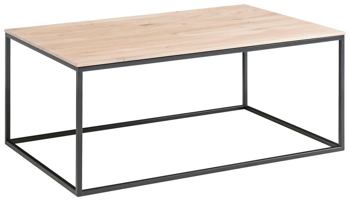 COUCHTISCH Eiche massiv 100/60/42 cm rechteckig Schwarz, Eiche Bianco  - Eiche Bianco/Schwarz, Design, Holz/Metall (100/60/42cm) - Johann Jakob
