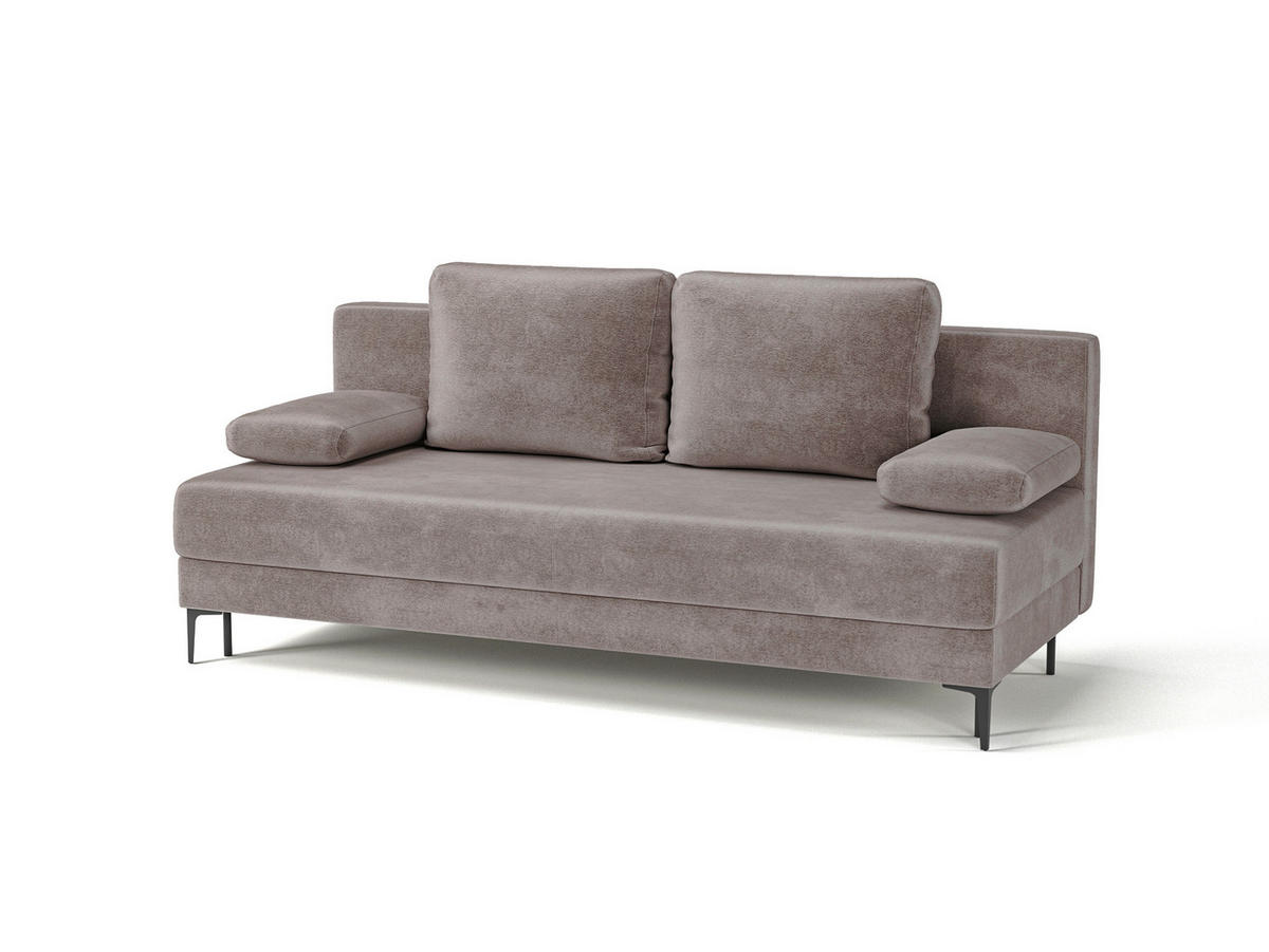 SCHLAFSOFA LEIPZIG  mit Velours Taupe  - Taupe/Schwarz, Design, Textil/Metall (200/78,5/88cm) - MID.YOU