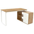 ECKSCHREIBTISCH 156/100/75 cm Silberfarben, Weiß, Eiche Artisan  - Silberfarben/Weiß, Design, Holzwerkstoff/Metall (156/100/75cm) - Carryhome