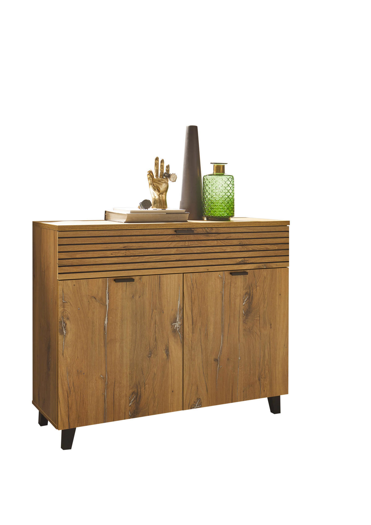 KOMODA, barvy dubu, 111/91/41,2 cm - barvy dubu/černá, Moderní, dřevo/kompozitní dřevo (111/91/41,2cm) - Carryhome